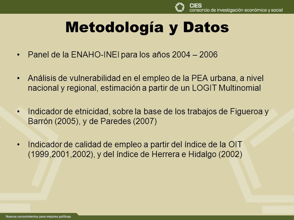 Metodología y Datos Panel de la ENAHO-INEI para los años 2004 – 2006