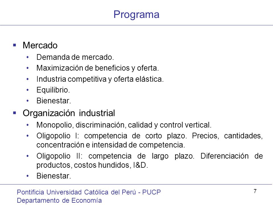 Programa Mercado Organización industrial Demanda de mercado.