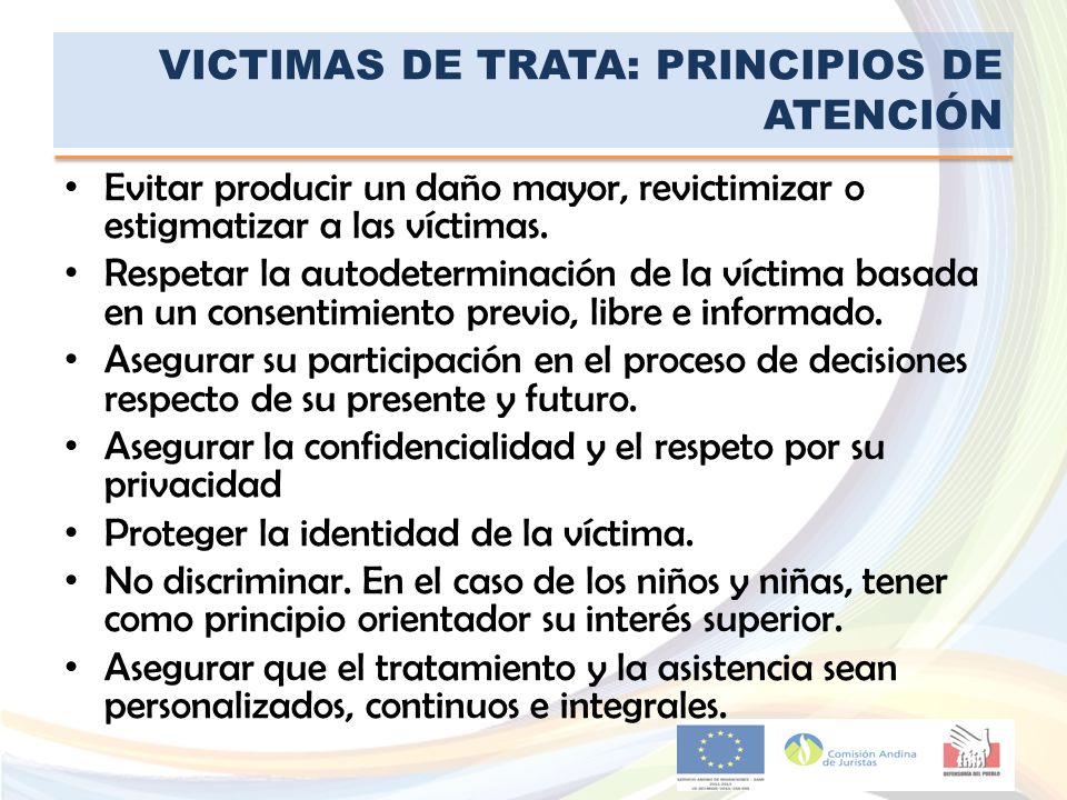VICTIMAS DE TRATA: PRINCIPIOS DE ATENCIÓN