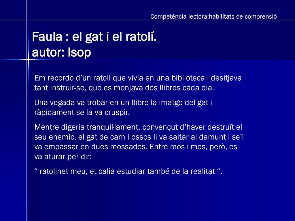 Faula : el gat i el ratolí. autor: Isop