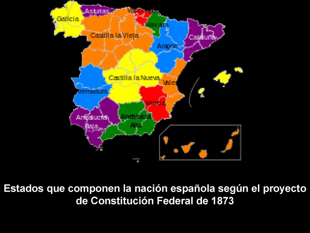Estados que componen la nación española según el proyecto de Constitución Federal de 1873