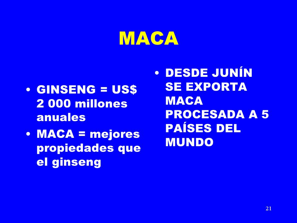 MACA DESDE JUNÍN SE EXPORTA MACA PROCESADA A 5 PAÍSES DEL MUNDO