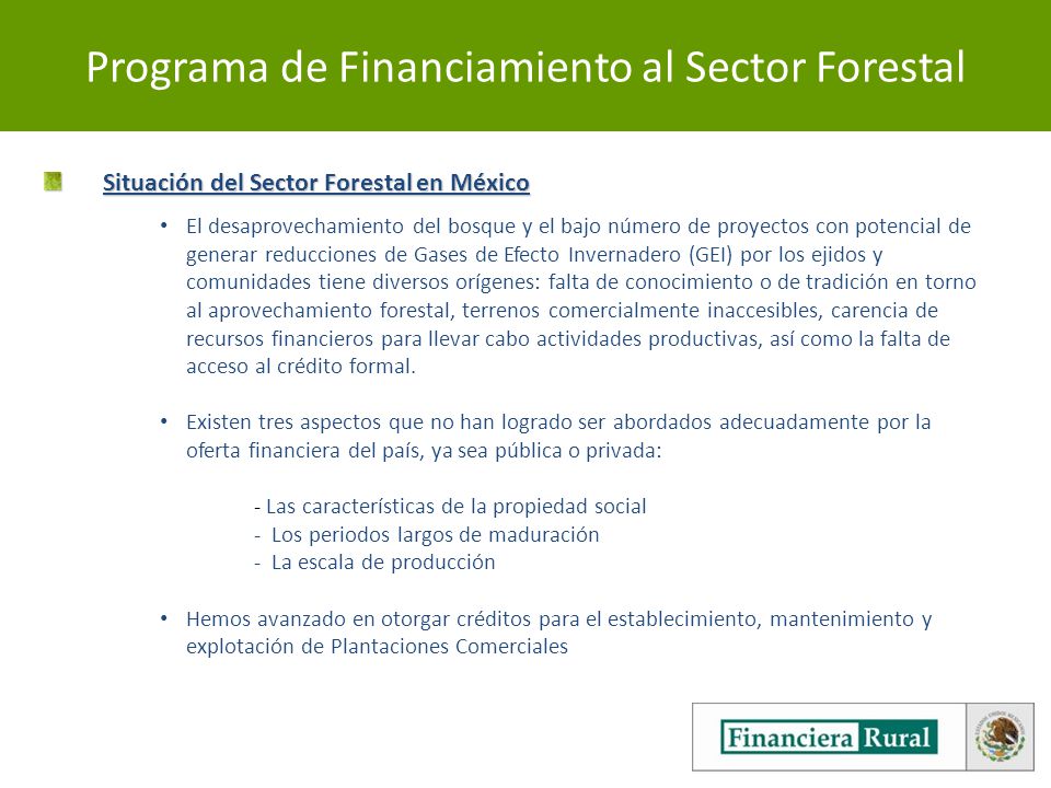 Programa de Financiamiento al Sector Forestal