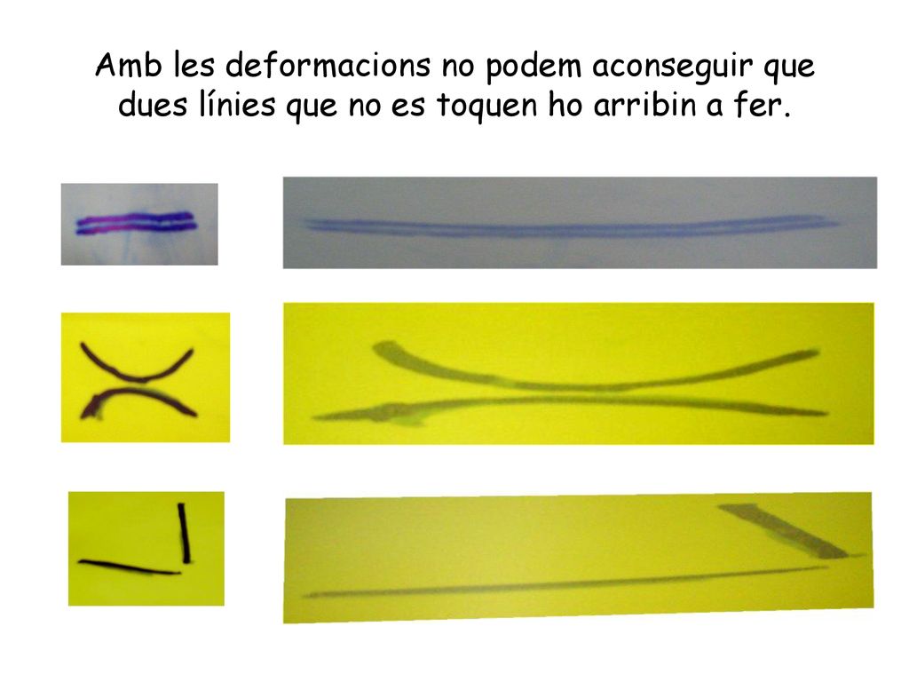 Amb les deformacions no podem aconseguir que dues línies que no es toquen ho arribin a fer.