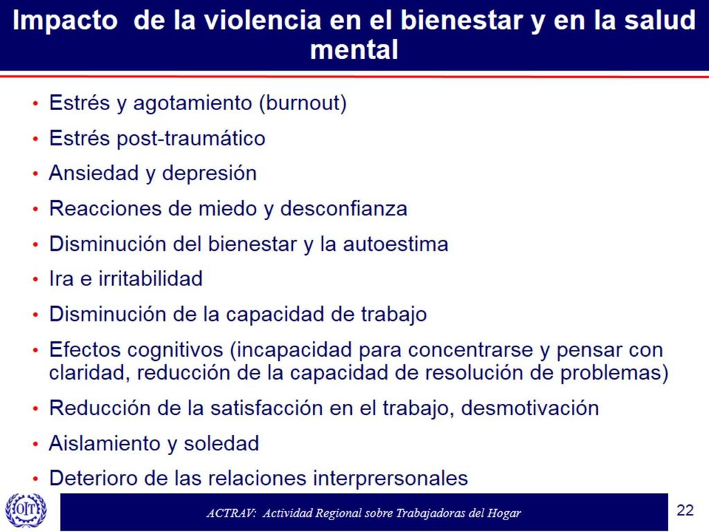 Impacto de la violencia en el bienestar y en la salud mental