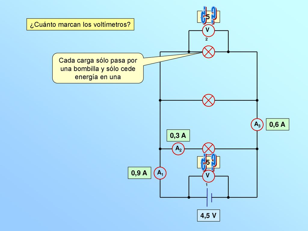 ¿ ¿ 4,5 V ¿Cuánto marcan los voltímetros