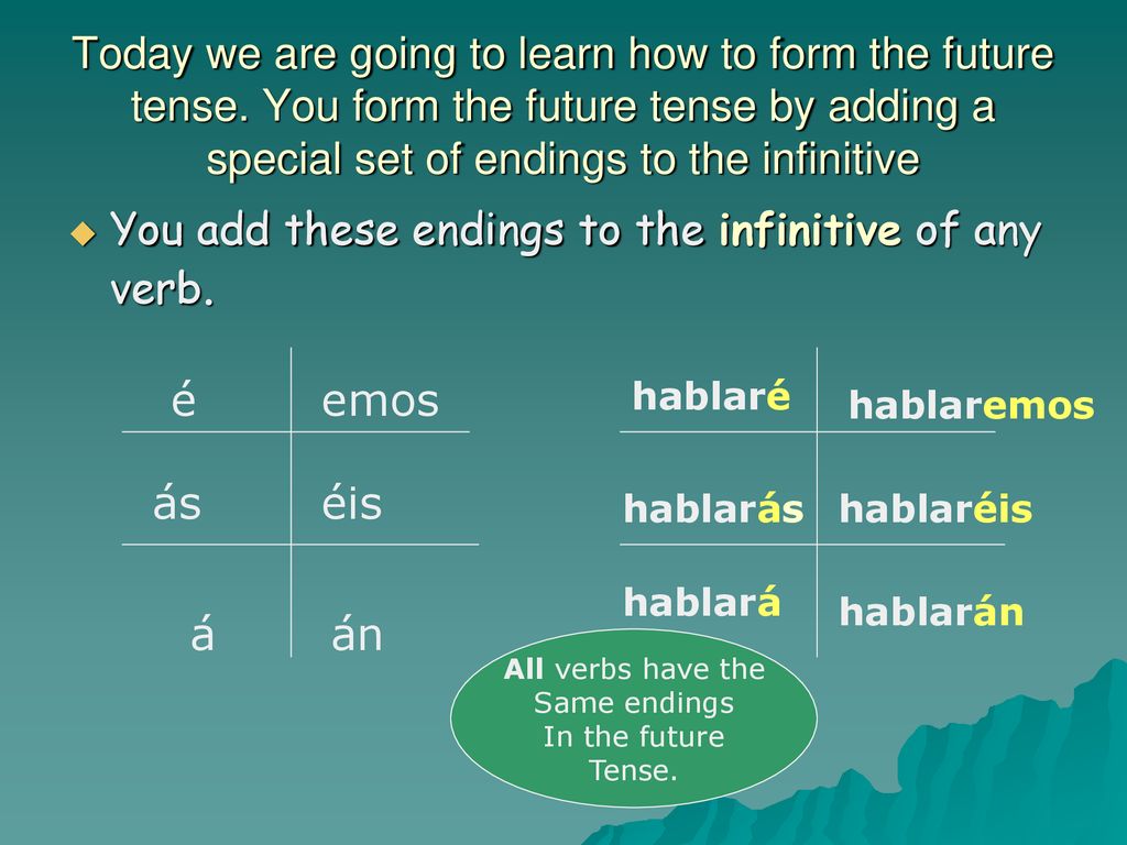 You add these endings to the infinitive of any verb.