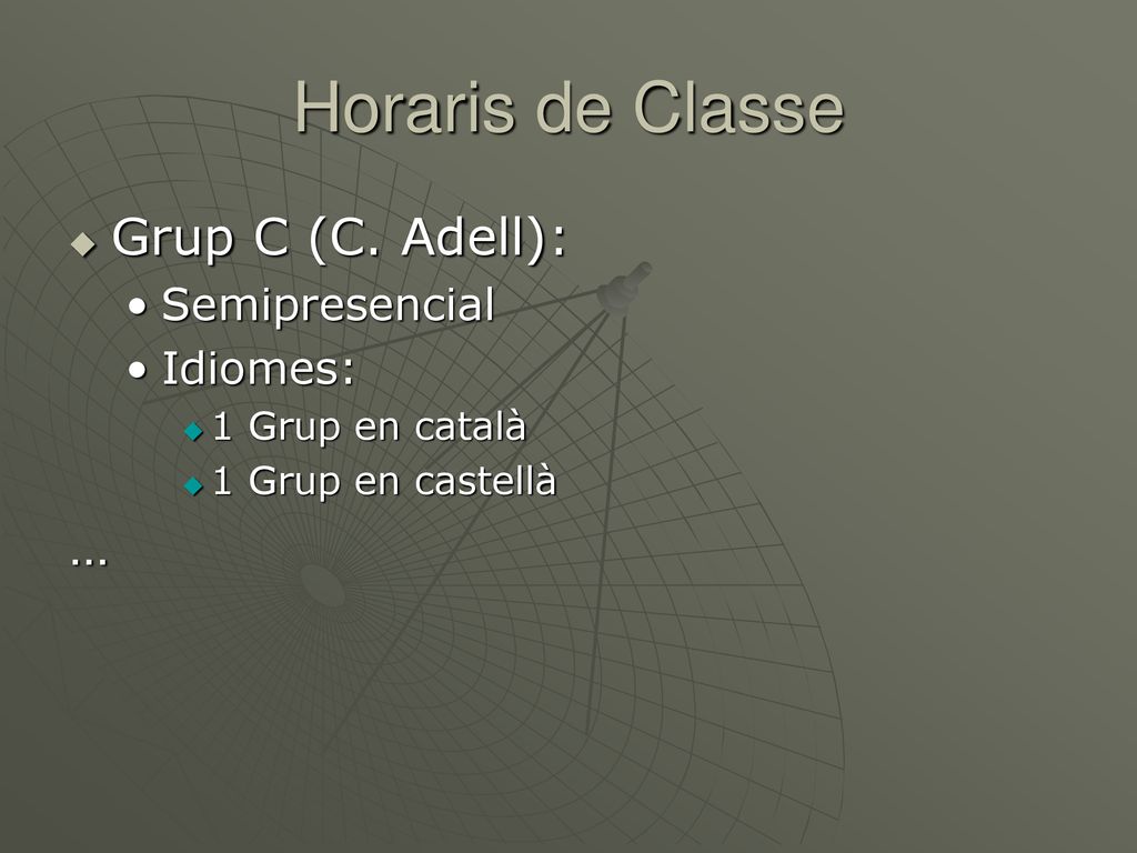Horaris de Classe Grup C (C. Adell): … Semipresencial Idiomes: