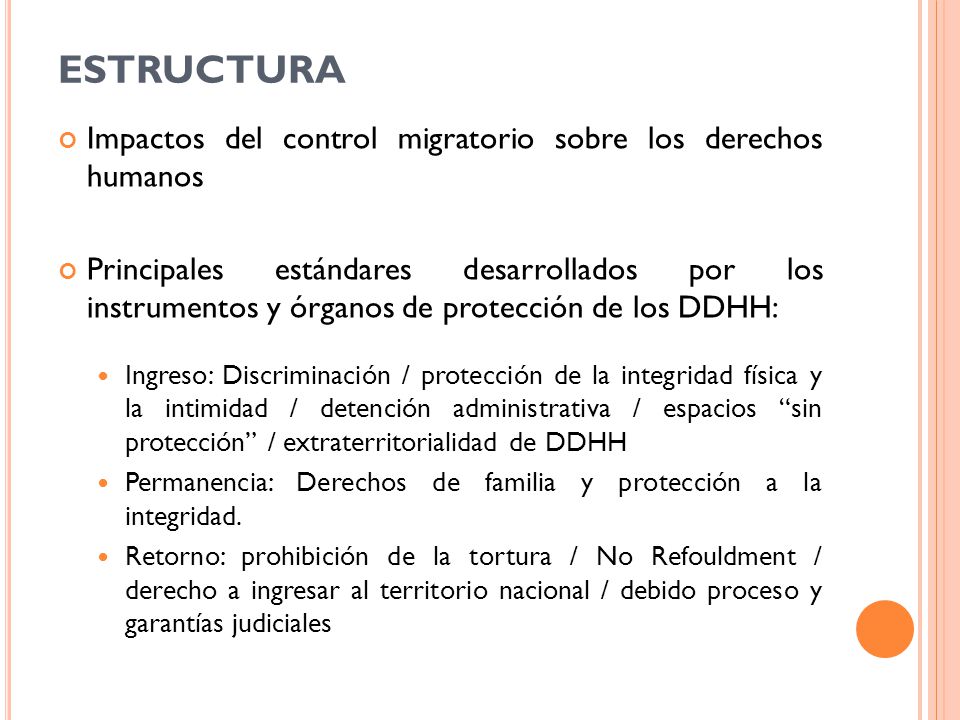 ESTRUCTURA Impactos del control migratorio sobre los derechos humanos