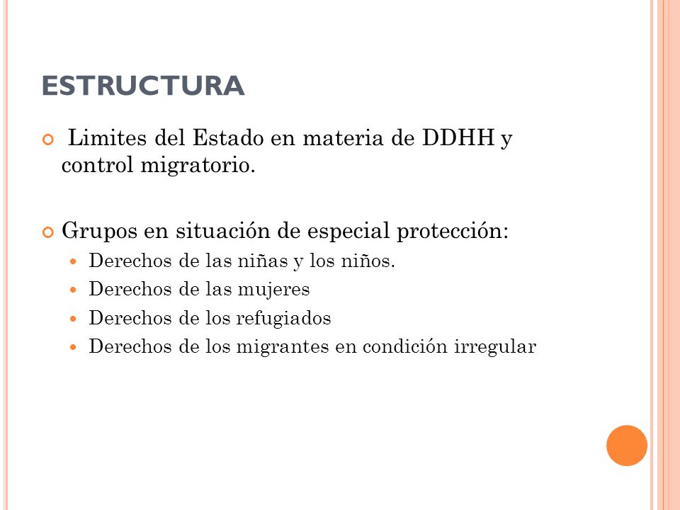 ESTRUCTURA Limites del Estado en materia de DDHH y control migratorio.