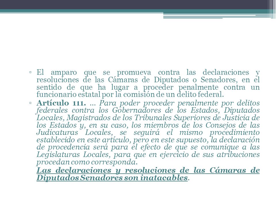 El amparo que se promueva contra las declaraciones y resoluciones de las Cámaras de Diputados o Senadores, en el sentido de que ha lugar a proceder penalmente contra un funcionario estatal por la comisión de un delito federal.
