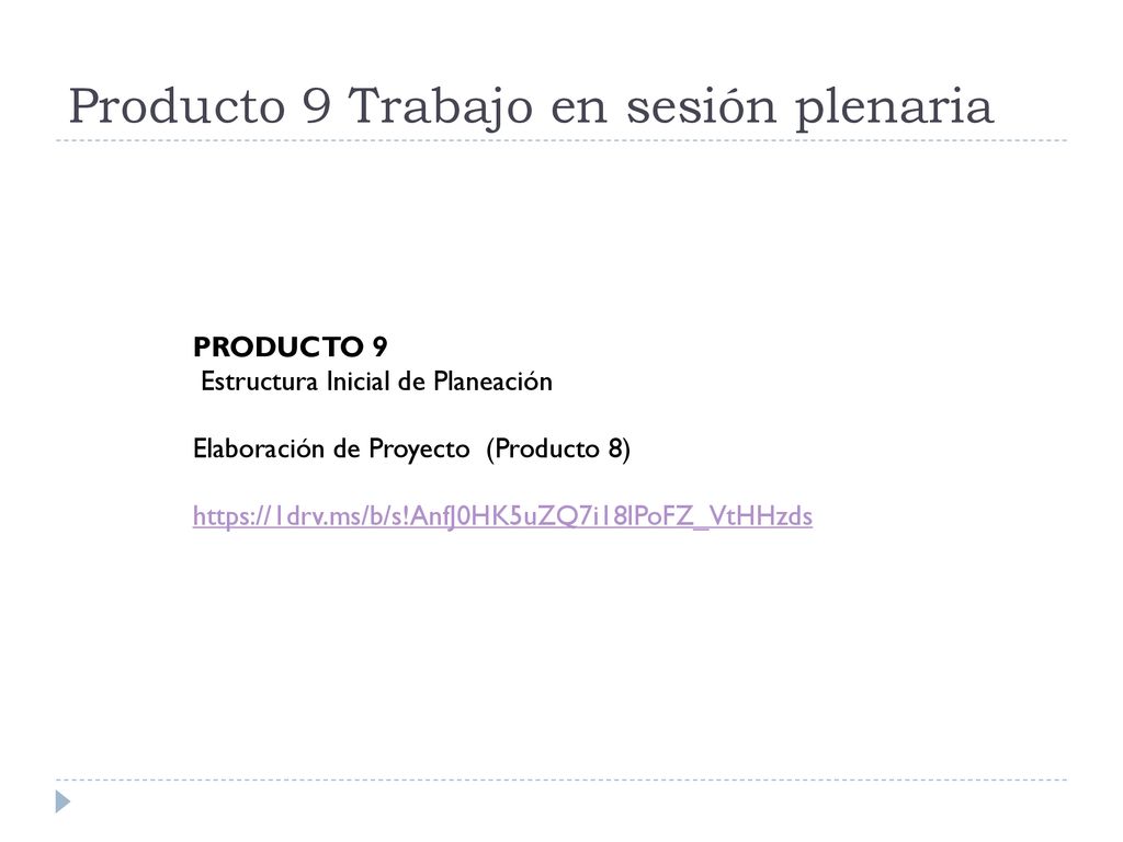 Producto 9 Trabajo en sesión plenaria