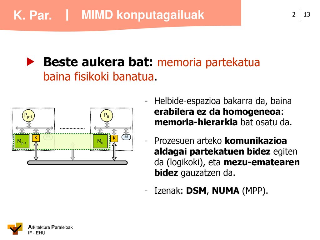  Beste aukera bat: memoria partekatua baina fisikoki banatua.