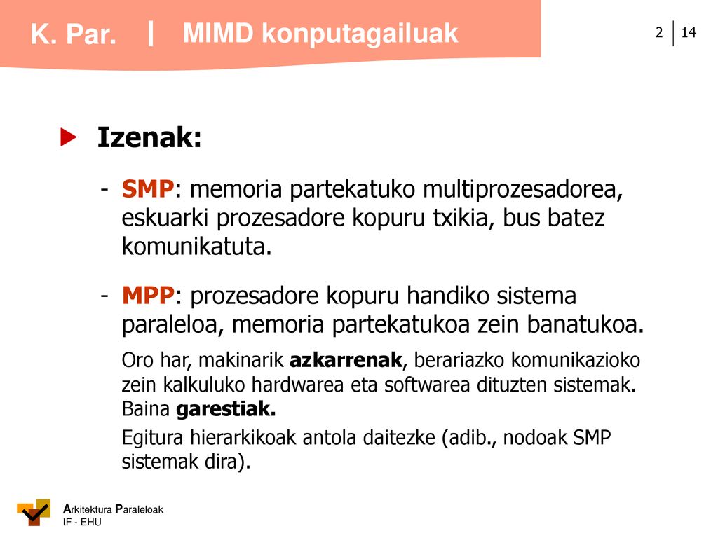  Izenak: MIMD konputagailuak