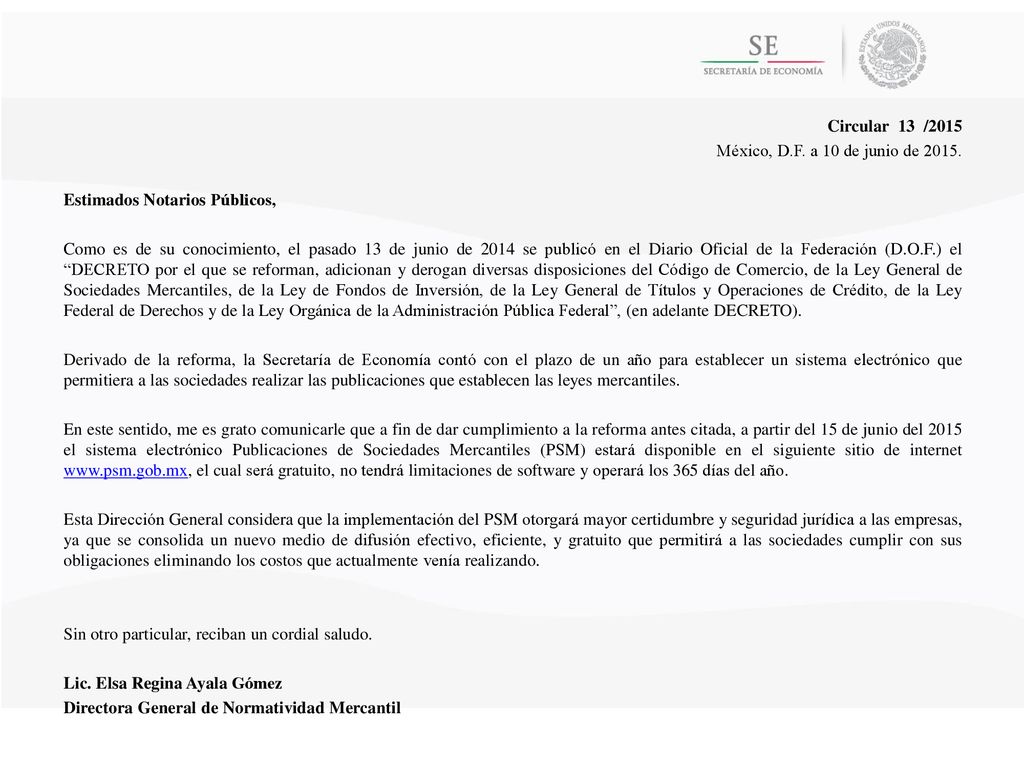 Circular 13 /2015 México, D.F. a 10 de junio de Estimados Notarios Públicos,