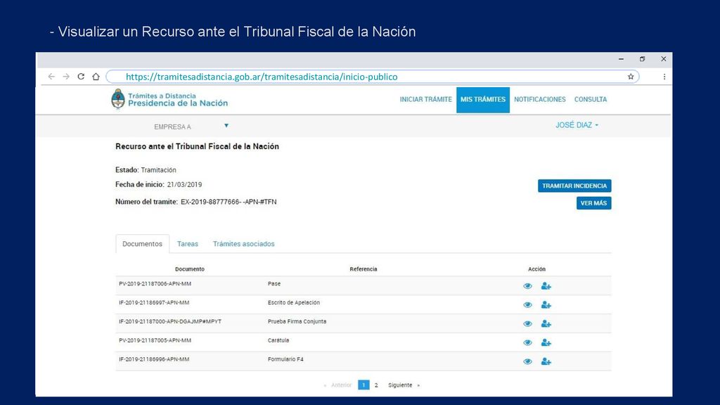 - Visualizar un Recurso ante el Tribunal Fiscal de la Nación
