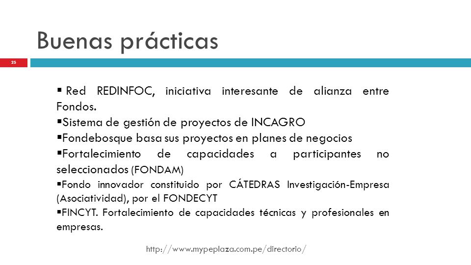 Buenas prácticas Red REDINFOC, iniciativa interesante de alianza entre Fondos. Sistema de gestión de proyectos de INCAGRO.