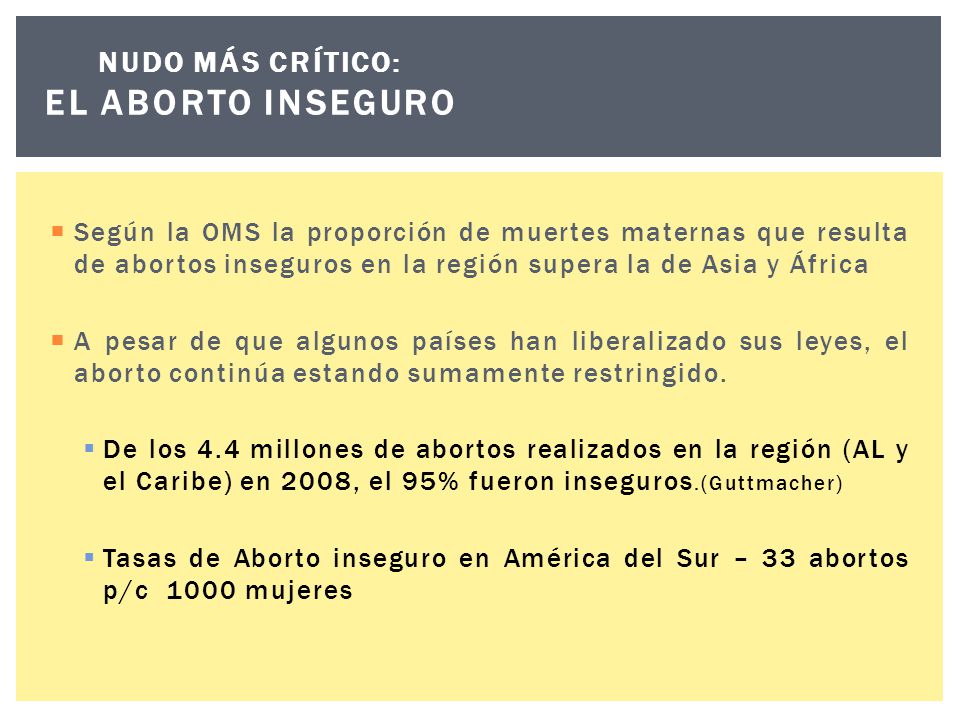 Nudo más crítico: el aborto inseguro