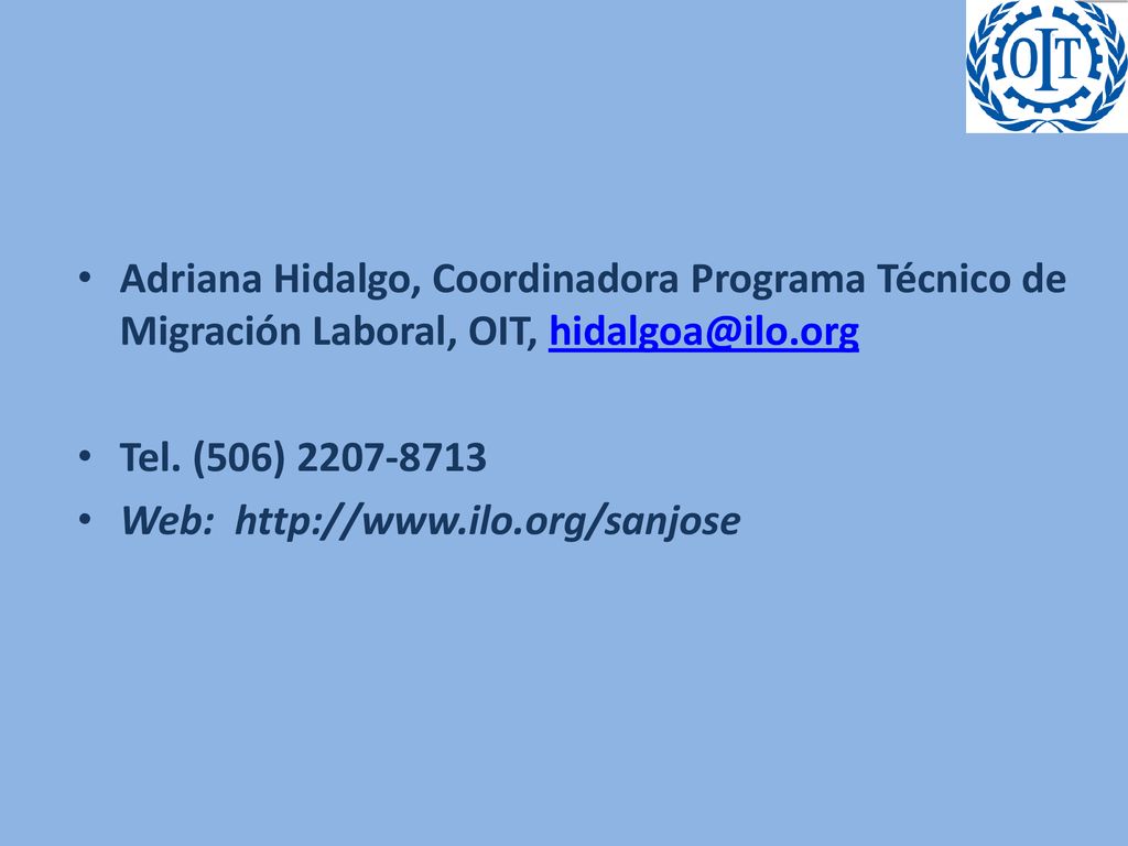 Adriana Hidalgo, Coordinadora Programa Técnico de Migración Laboral, OIT,