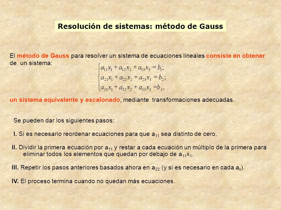 Resolución de sistemas: método de Gauss
