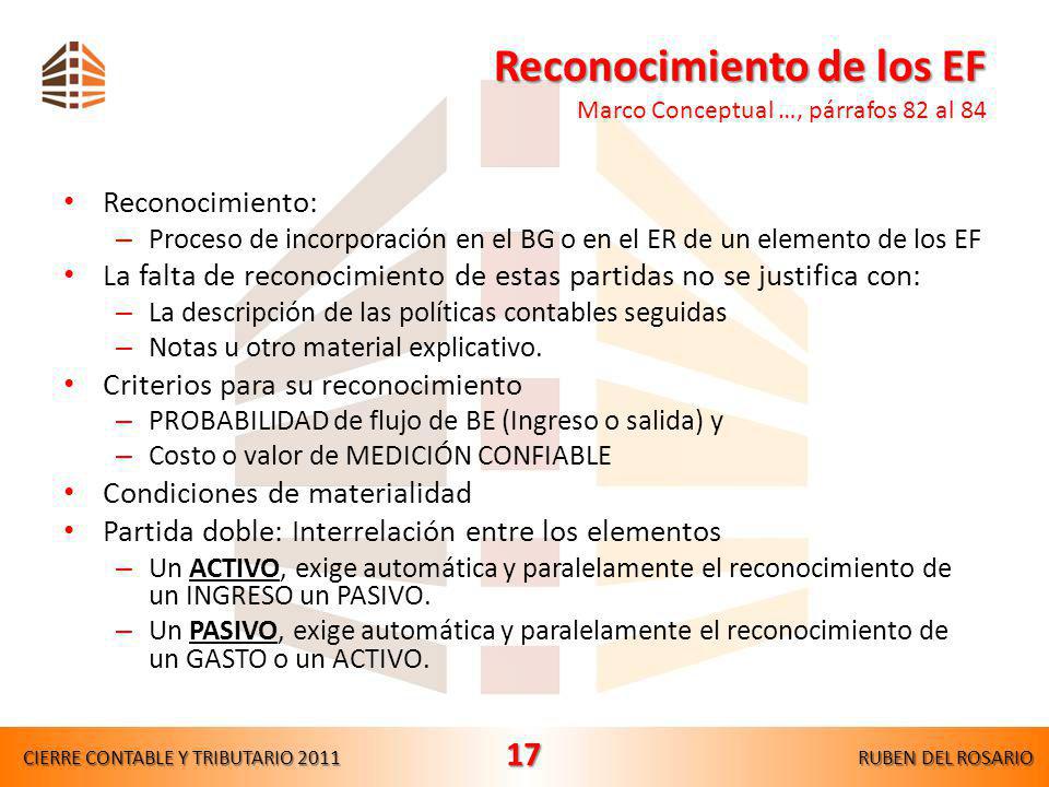 Reconocimiento de los EF Marco Conceptual …, párrafos 82 al 84