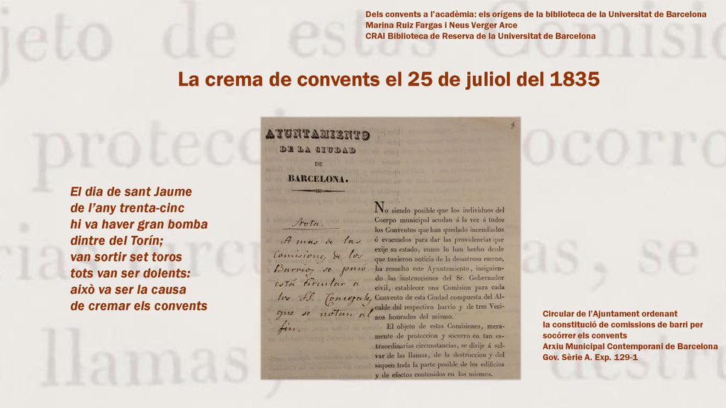 La crema de convents el 25 de juliol del 1835