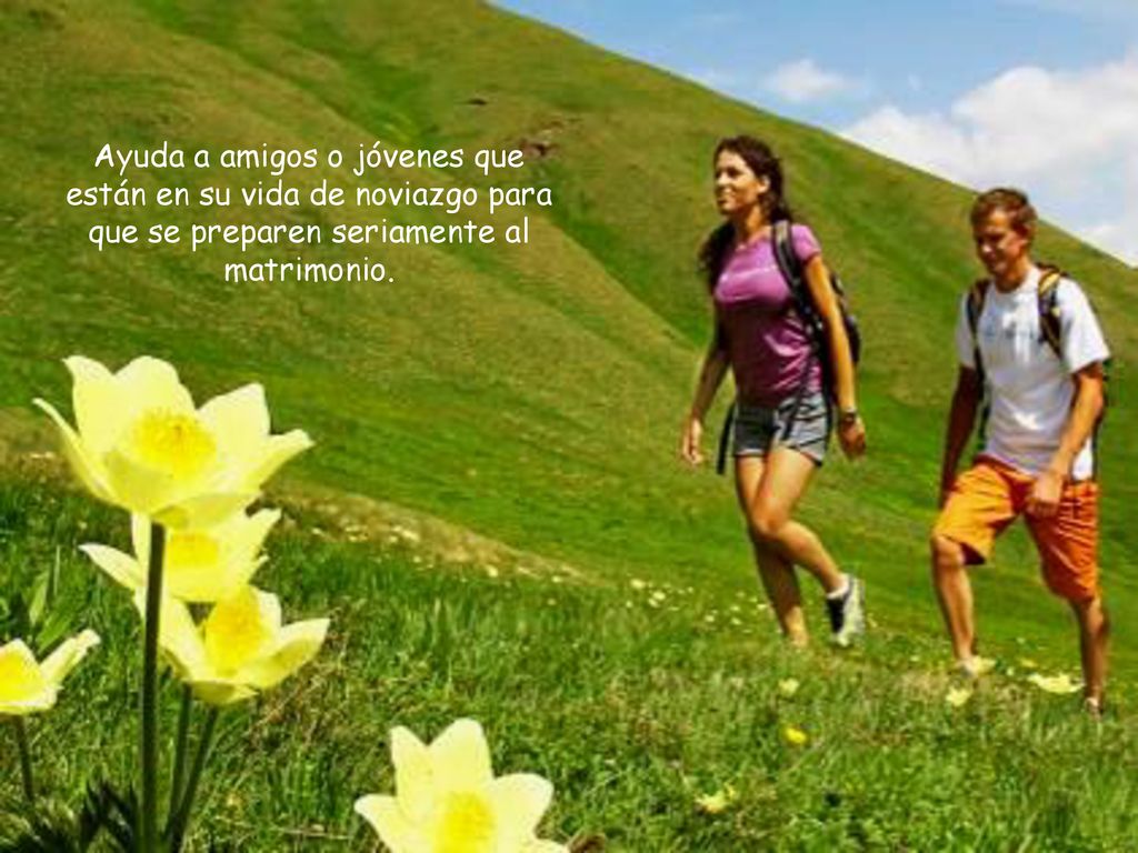 Ayuda a amigos o jóvenes que están en su vida de noviazgo para que se preparen seriamente al matrimonio.