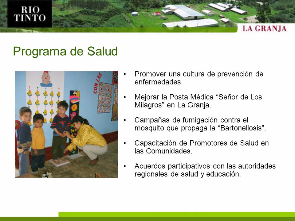 Programa de Salud Promover una cultura de prevención de enfermedades.