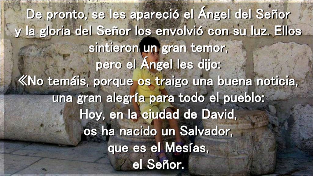 De pronto, se les apareció el Ángel del Señor y la gloria del Señor los envolvió con su luz.