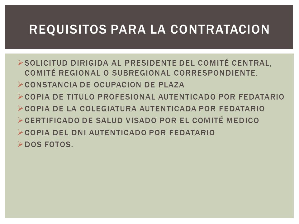 REQUISITOS PARA LA CONTRATACION