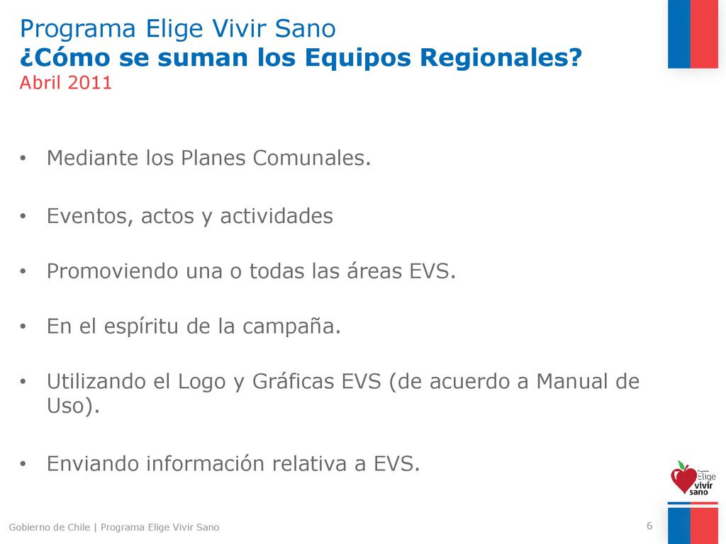 Programa Elige Vivir Sano ¿Cómo se suman los Equipos Regionales