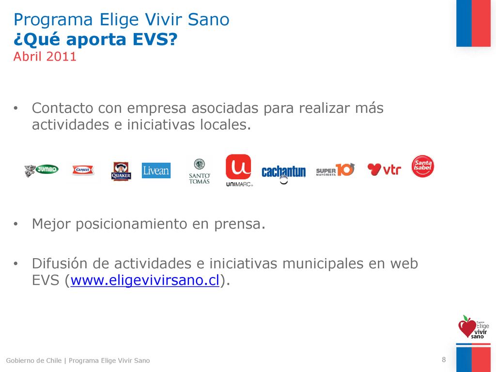 Programa Elige Vivir Sano ¿Qué aporta EVS Abril 2011