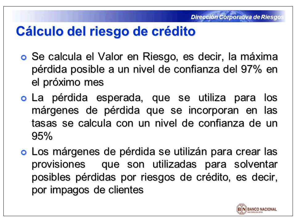 Cálculo del riesgo de crédito