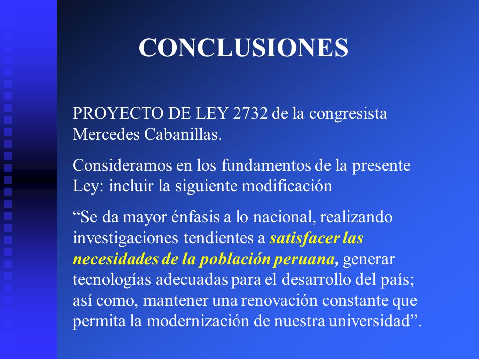 CONCLUSIONES PROYECTO DE LEY 2732 de la congresista Mercedes Cabanillas.