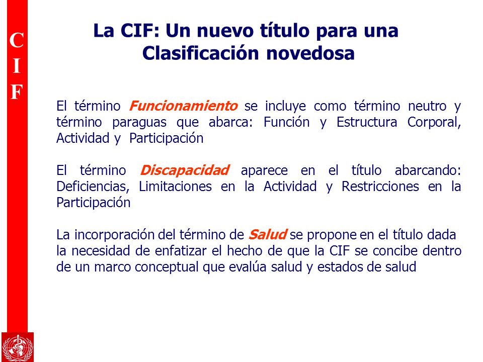 La CIF: Un nuevo título para una Clasificación novedosa