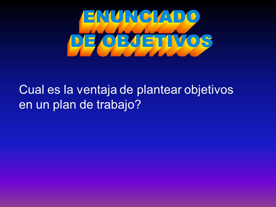 Cual es la ventaja de plantear objetivos en un plan de trabajo