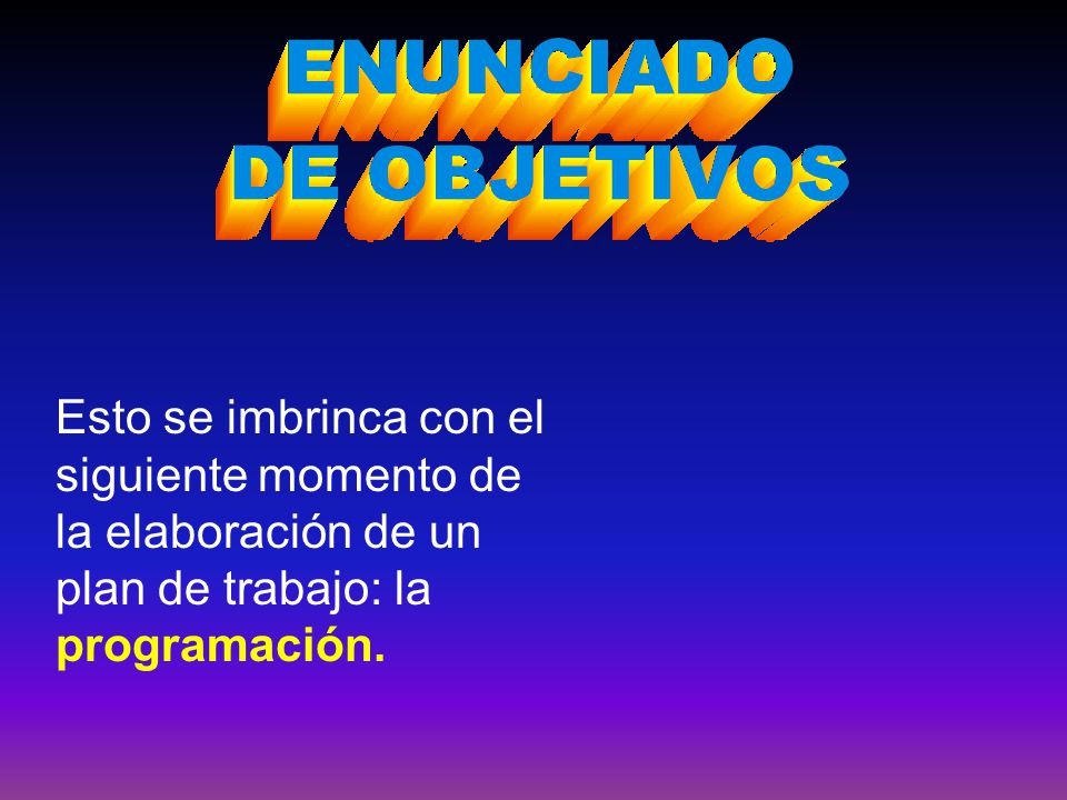 Esto se imbrinca con el siguiente momento de la elaboración de un plan de trabajo: la programación.