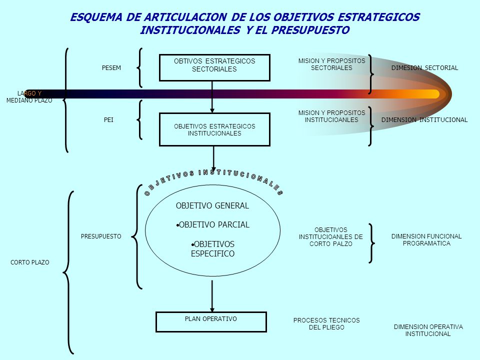 ESQUEMA DE ARTICULACION DE LOS OBJETIVOS ESTRATEGICOS INSTITUCIONALES Y EL PRESUPUESTO