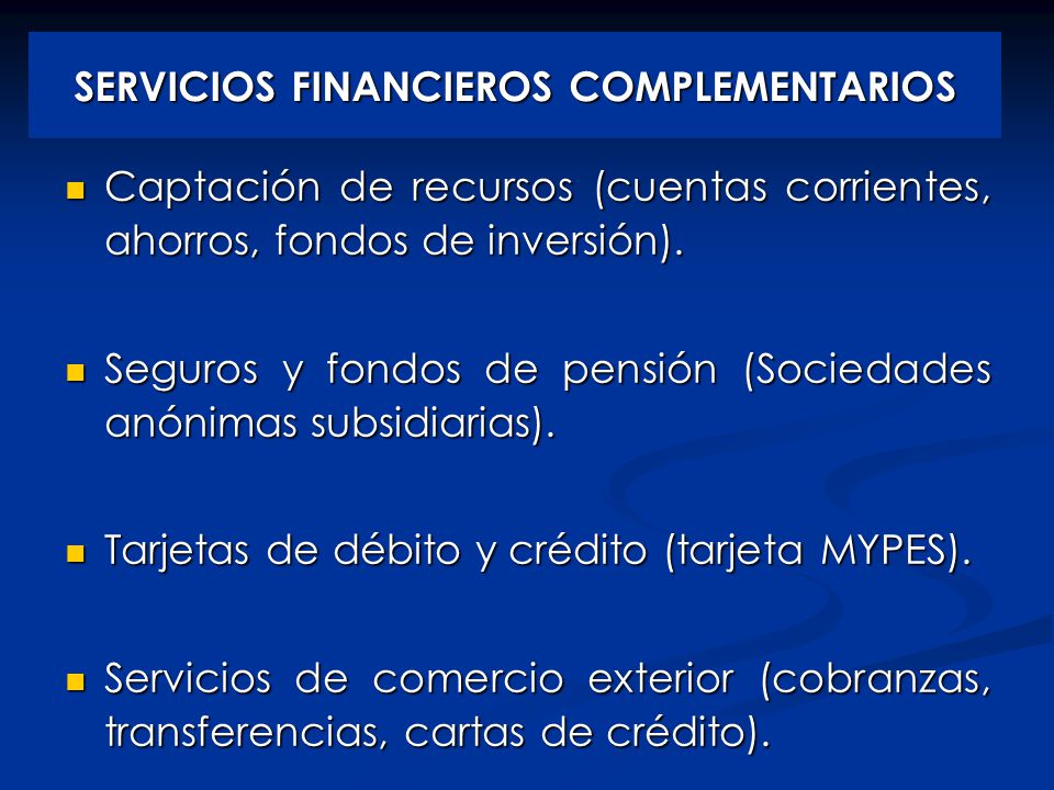 SERVICIOS FINANCIEROS COMPLEMENTARIOS
