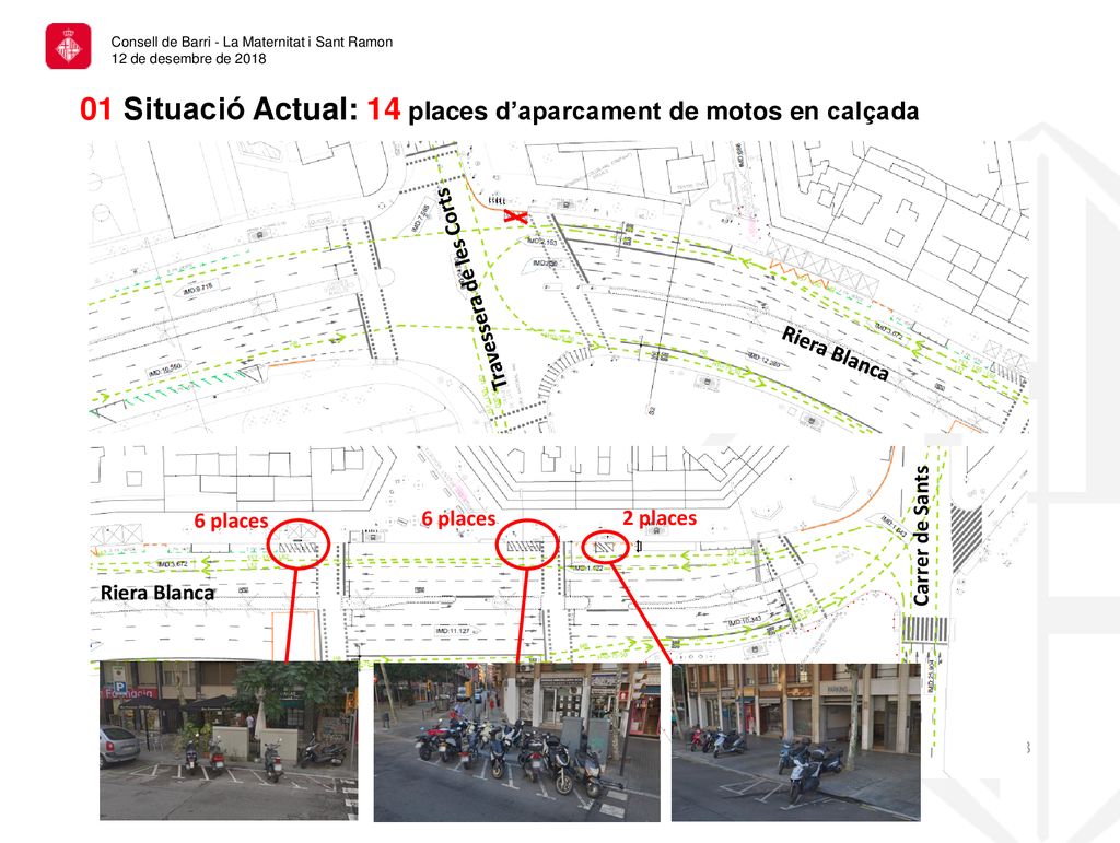 01 Situació Actual: 14 places d’aparcament de motos en calçada