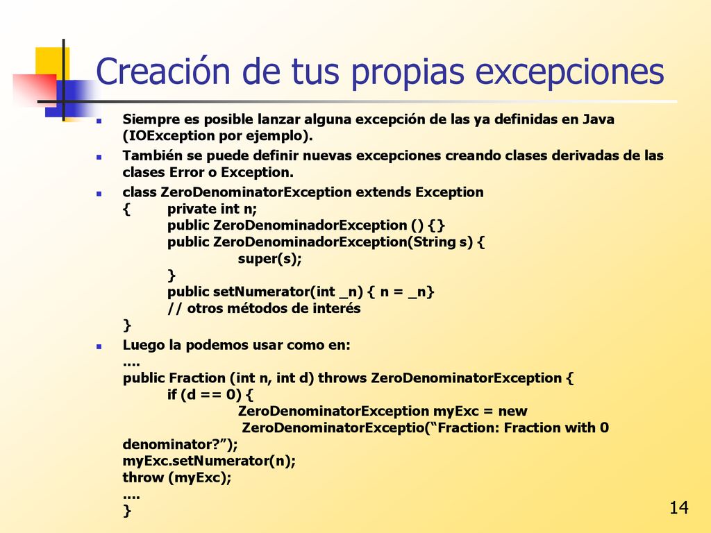 Manejo de excepciones en Java ppt descargar