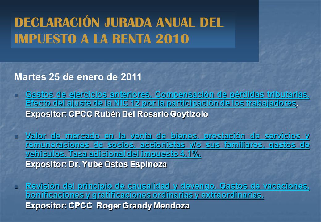 DECLARACIÓN JURADA ANUAL DEL IMPUESTO A LA RENTA 2010