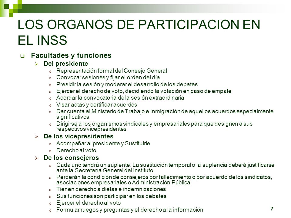 LOS ORGANOS DE PARTICIPACION EN EL INSS