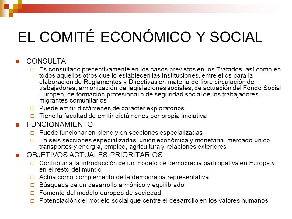 EL COMITÉ ECONÓMICO Y SOCIAL