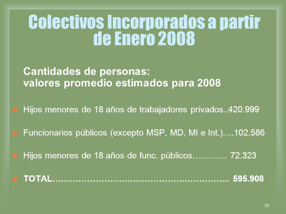 Colectivos Incorporados a partir de Enero 2008