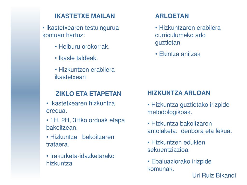 IKASTETXE MAILAN Ikastetxearen testuingurua kontuan hartuz: Helburu orokorrak. Ikasle taldeak. Hizkuntzen erabilera ikastetxean.