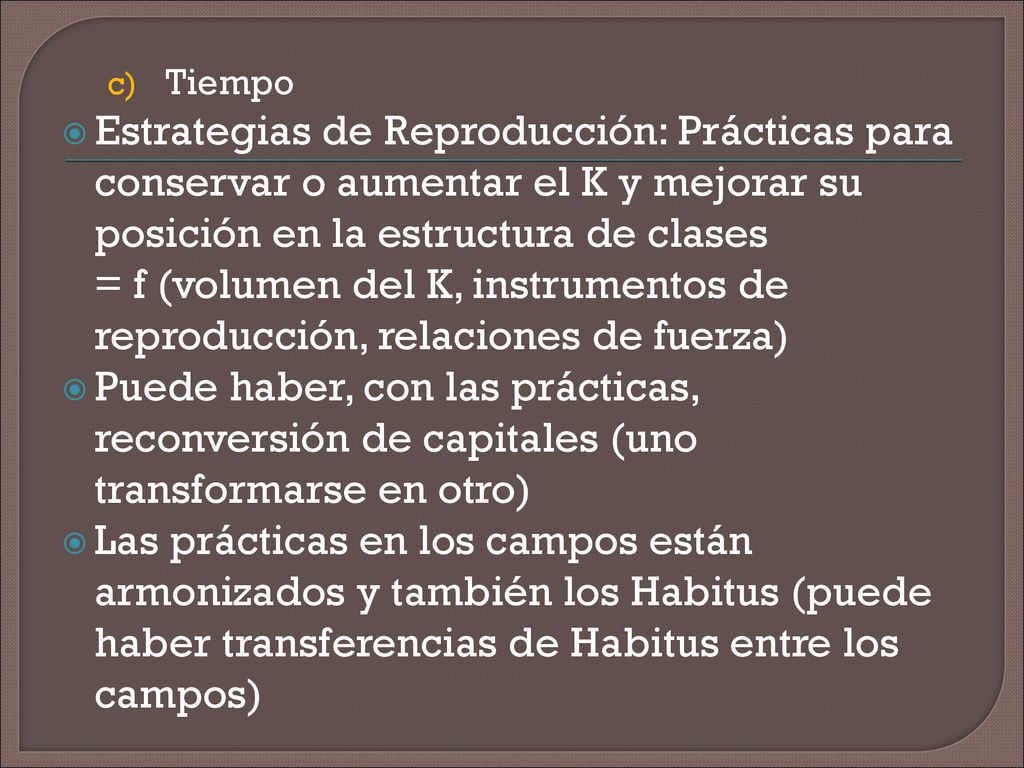 Tiempo Estrategias de Reproducción: Prácticas para conservar o aumentar el K y mejorar su posición en la estructura de clases.