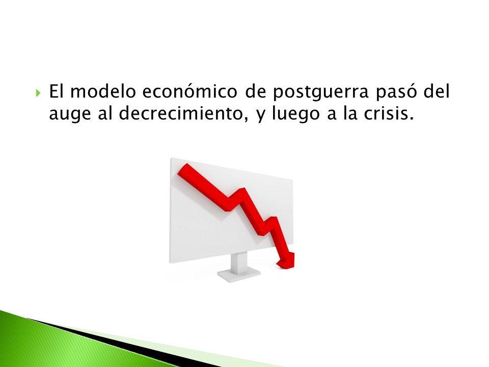 El modelo económico de postguerra pasó del auge al decrecimiento, y luego a la crisis.