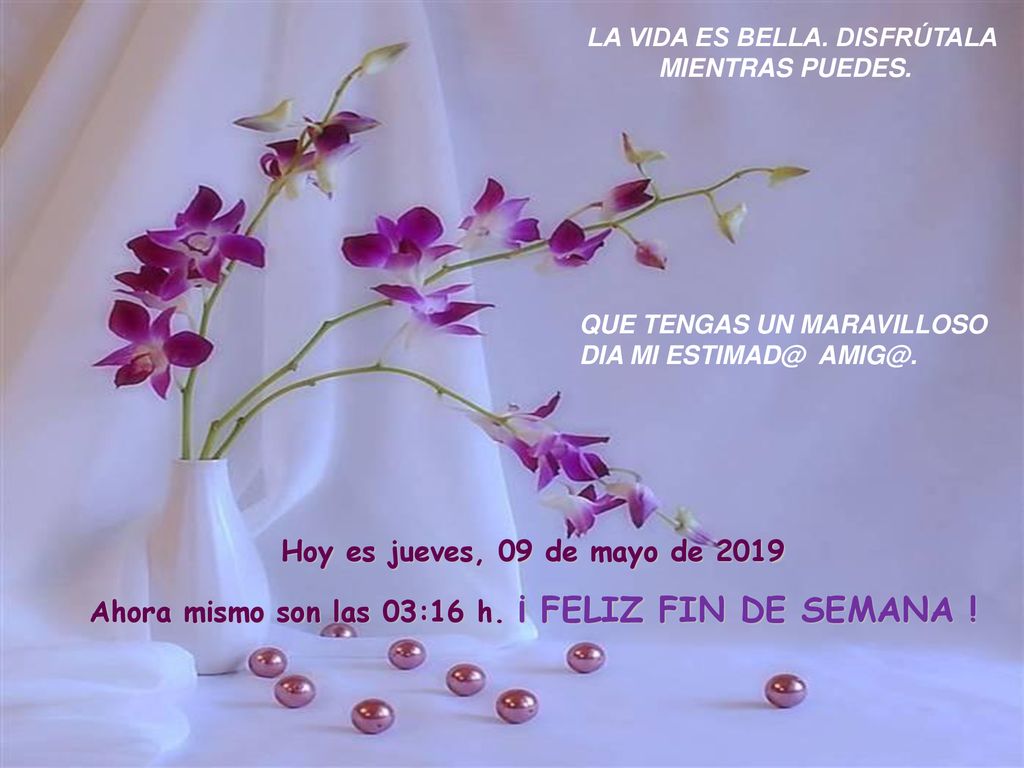 Ahora mismo son las 03:16 h. ¡ FELIZ FIN DE SEMANA !