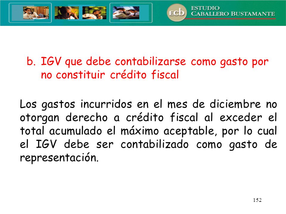 IGV que debe contabilizarse como gasto por no constituir crédito fiscal